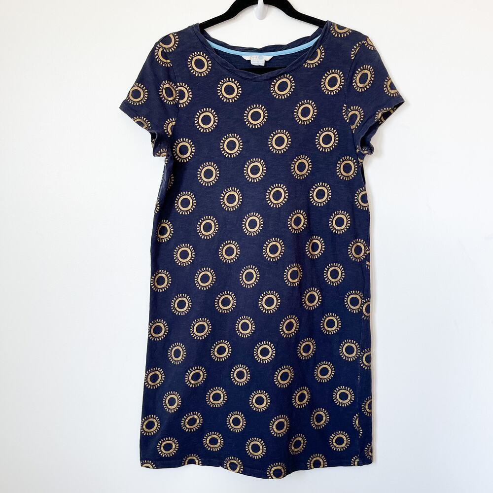 Boden Coralie Jersey T-Shirt Dress Sunburst‎ Navy Gold Womens 6 Casual Summer
